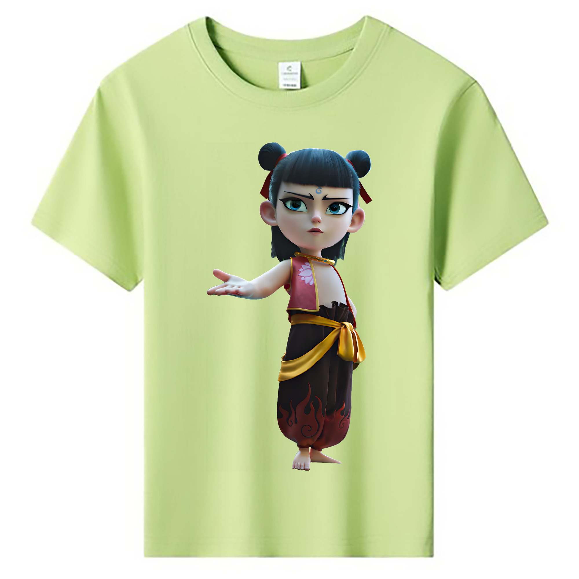（画像用） Ne Zha 2 ナタ 魔童の大暴れ 綿100％キッズTシャツ（フロントプリント）